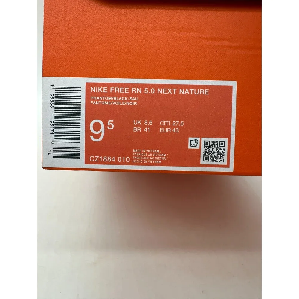 Nike Free Run 5.0 Next Nature Men's size 9.5 White Running Shoes CZ1884-010